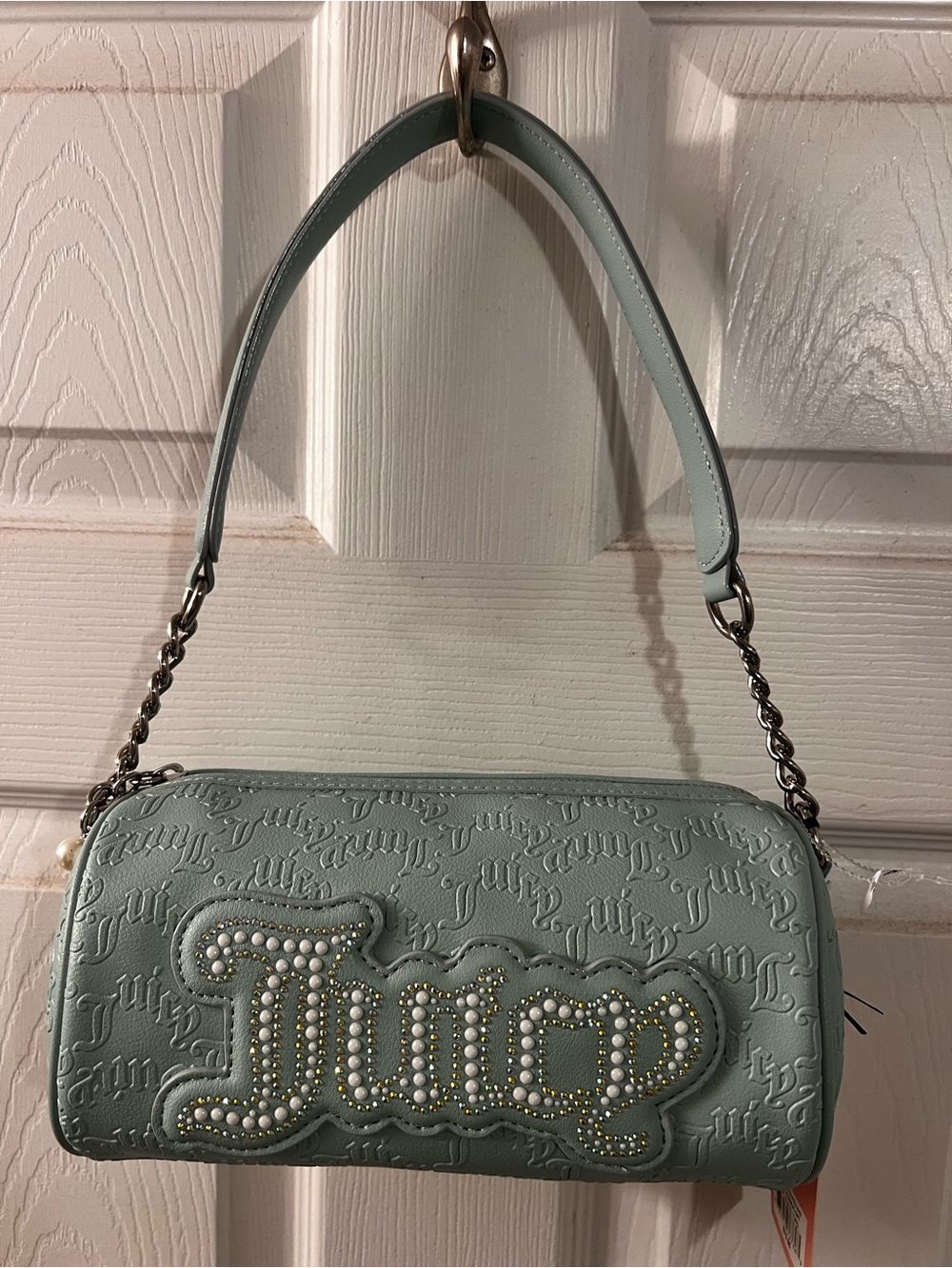 Juicy Couture Mint Green Mini Shoulder Bag with Embellished Logo